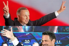 Tổng thống Ba Lan Andrzej Duda (ảnh trên) và ứng viên đảng Cương lĩnh Công dân (PO) đối lập Rafal Trzaskowski (ảnh dưới) sau khi kết quả thăm dò cuộc bầu cử Tổng thống được công bố ngày 28/6/2020. (Ảnh: PAP/TTXVN)