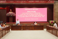 Chủ tịch Hội đồng nhân dân thành phố Hà Nội Nguyễn Ngọc Tuấn phát biểu tại hội nghị. (Ảnh: PV/Vietnam+)