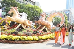 Đường hoa Nguyễn Huệ Giáp Ngọ. (Ảnh: Phương Vy/TTXVN)