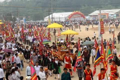 Quang cảnh lễ hội Tây Thiên, huyện Tam Đảo, tỉnh Vĩnh Phúc. (Ảnh: Thanh Tùng/TTXVN)