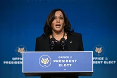 Phó Tổng thống Mỹ đắc cử Kamala Harris phát biểu tại một sự kiện ở Wilmington, Delaware ngày 7/1/2021. (Ảnh: AFP/TTXVN)