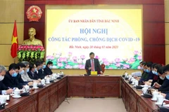 Chiều 28/1/2021, Ban Chỉ đạo phòng chống dịch COVID-19 tỉnh Bắc Ninh họp bàn các biện pháp cấp bách phòng, chống dịch COVID-19. (Ảnh: Thanh Thương/TTXVN)