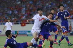 U19 Nhật Bản (áo xanh) có thể là đối thủ giao hữu kế tiếp của U19 Việt Nam. (Ảnh: Minh Chiến/Vietnam+)