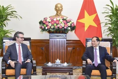 Bộ trưởng Ngoại giao Bùi Thanh Sơn tiếp Đại sứ, Trưởng phái đoàn Liên minh châu Âu (EU) tại Việt Nam Giorgio Aliberti. (Ảnh: TTXVN phát)