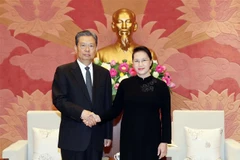 Chủ tịch Quốc hội Nguyễn Thị Kim Ngân tiếp đồng chí Triệu Lạc Tế, Ủy viên Thường vụ Bộ Chính trị, Bí thư Ủy ban Kiểm tra Kỷ luật Trung ương Đảng Cộng sản Trung Quốc. (Ảnh: Trọng Đức/TTXVN)