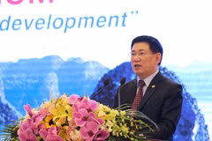 Tổng Kiểm toán Nhà nước Việt Nam Hồ Đức Phớc, Trưởng Ban Tổ chức Đại hội ASOSAI 14, Chủ tịch ASOSAI nhiệm kỳ 2018-2021 đọc diễn văn khai mạc Hội nghị chuyên đề lần thứ 7 tại Phiên toàn thể thứ nhất. (Ảnh: Phương Hoa/TTXVN)
