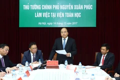 Thủ tướng Nguyễn Xuân Phúc phát biểu tại buổi làm việc với Viện Toán học. (Ảnh: Thống Nhất/TTXVN)