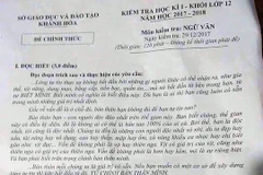 Khánh Hòa: Dừng thi học kỳ I đối với khối lớp 12 vì nghi bị lộ đề