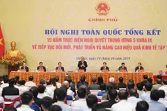 Hội nghị toàn quốc “Tổng kết 15 năm thực hiện Nghị quyết Trung ương 5, Khóa 9 về tiếp tục đổi mới, phát triển và nâng cao hiệu quả kinh tế tập thể. (Ảnh: TTXVN)