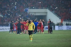 Đội tuyển Malaysia đã có một trận đấu đầy quyết tâm nhưng Việt Nam mới là đội xuất sắc hơn để giành chiến thắng. (Ảnh: Trọng Đạt/TTXVN)