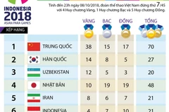 Bảng tổng sắp huy chương Asian Para Games 2018