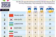 Bảng tổng sắp huy chương Asian Para Games 2018