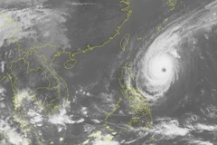 Hình ảnh vệ tinh đường đi và vị trí cơn bão. (Ảnh: TTXVN)