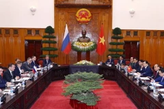 Thủ tướng Nguyễn Xuân Phúc hội đàm với Thủ tướng Liên bang Nga Dmitry Medvedev. (Ảnh: Thống Nhất/TTXVN)