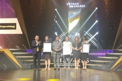 Các doanh nghiệp được vinh danh tại Giải thưởng Vietnam HR Awards 2018. (Ảnh: Mỹ Phương/TTXVN)