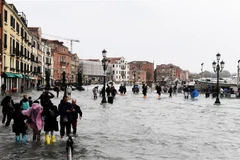 Thành phố du lịch nổi tiếng Venice của Italy đã bị ngập gần như hoàn toàn do triều cường. (Ảnh: AFP/TTXVN)