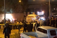 Lực lượng an ninh Ai Cập tại hiện trường vụ đánh bom. (Ảnh: Anh Tuấn-Việt Khoa/Vietnam+)