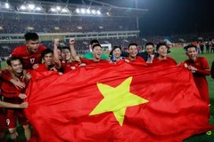 Niềm vui bất tận của các cầu thủ Việt Nam với danh hiệu vô địch AFF Suzuki Cup 2018. (Ảnh: Trọng Đạt/TTXVN)