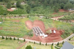 19 căn nhà gỗ đã được đi chuyển vào phía trong. (Ảnh: Đặng Tuấn/TTXVN)