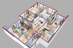 Căn hộ Văn phòng hai chìa khóa với 3 phòng ngủ (Hình ảnh minh họa)