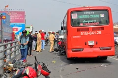 Hiện trường vụ tai nạn. (Ảnh: TTXVN)