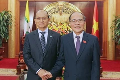 Chủ tịch Quốc hội hội kiến Tổng thống Thein Sein. (Ảnh: Nhan Sáng/TTXVN)