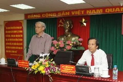 Tổng Bí thư Nguyễn Phú Trọng phát biểu tại buổi làm việc. (Ảnh : Trí Dũng/TTXVN)