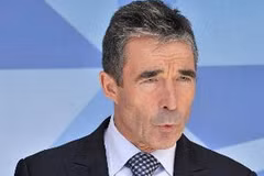 Tổng thư ký NATO Anders Fogh Rasmussen tại cuộc họp khẩn. (Ảnh: AFP/TTXVN)