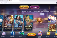 Trang chủ của Huvang.net với vô số trò sát phạt đỏ đen. (Ảnh chụp màn hình) 