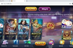 Trang chủ của Huvang.net với vô số trò sát phạt đỏ đen. (Ảnh chụp màn hình) 