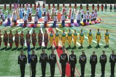 Nghi thức kỷ niệm 60 năm thành lập sân bay vũ trụ Baikonur. (Nguồn: Sputniknews)