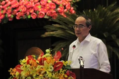 Ông Nguyễn Thiện Nhân, Ủy viên Bộ Chính trị, Bí thư Thành ủy Thành phố Hồ Chí Minh phát biểu tại hội nghị. (Ảnh: Xuân Dự/TTXVN)