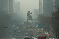 Bụi mịn bao phủ bầu trời Seoul, Hàn Quốc, ngày 13/1/2019. (Ảnh: Yonhap/TTXVN)