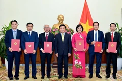 Phó Thủ tướng, Bộ trưởng Bộ Ngoại giao Phạm Bình Minh trao Quyết định bổ nhiệm các Đại sứ nhiệm kỳ 2019-2022. (Ảnh: TTXVN)