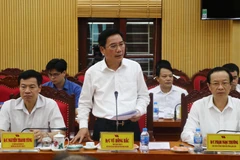 Ông Vũ Hồng Bắc, Chủ tịch Ủy ban Nhân dân tỉnh Thái Nguyên phát biểu tại buổi làm việc. (Ảnh: Thu Hằng/TTXVN)