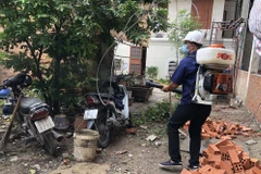 Phun hóa chất diệt muỗi tại xã Đông Thạnh, huyện Hóc Môn. (Ảnh: Đinh Hằng/TTXVN)