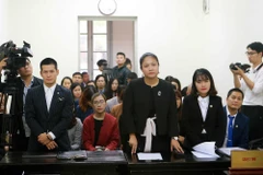 Nguyên đơn là Công ty cổ phần Tuần Châu Hà Nội và bị đơn là Công ty DS do đạo diễn Việt Tú (đứng thứ nhất bên trái) làm giám đốc. (Ảnh: Doãn Tấn/TTXVN)