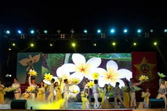 Một chương trình nghệ thuật về chị Sứ - người nữ Anh hùng Phan Thị Ràng. (Ảnh: Hồng Đạt/TTXVN)