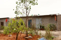 Các căn nhà được xây dựng đều là nhà tạm, có diện tích chừng 20-30m2. (Ảnh: Văn Đức/TTXVN)