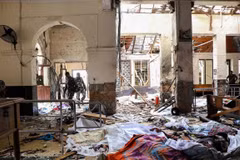 Hiện trường vụ nổ tại nhà thờ St. Anthony ở Kochchikade, Colombo, Sri Lanka, ngày 21/4/2019. (Ảnh: AFP/TTXVN)