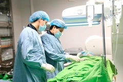 Các bác sỹ Trung tâm Tim mạch thực hiện ca can thiệp cho bé D. (Nguồn: Bệnh viện đa khoa tỉnh Phú Thọ)