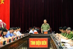 Ủy viên Bộ Chính trị, Bộ trưởng Bộ Công an, Đại tướng Tô Lâm phát biểu tại buổi làm việc. (Ảnh: Phan Tuấn Anh/TTXVN)