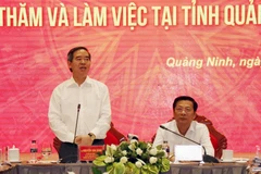 Trưởng Ban Kinh tế Trung ương Nguyễn Văn Bình phát biểu chỉ đạo tại buổi làm việc. (Ảnh: Văn Đức/TTXVN)