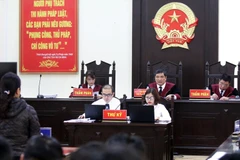 Thẩm phán Nguyễn Vinh Quang chủ tọa phiên tòa. (Ảnh: Trung Kiên/TTXVN)