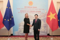 Phó Thủ tướng, Bộ trưởng Bộ Ngoại giao Phạm Bình Minh với Phó Chủ tịch Ủy ban châu Âu Federica Mogherini. (Ảnh: Lâm Khánh/TTXVN)