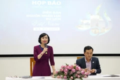 Nhà giáo ưu tú, giáo sư-tiến sỹ Mai Hồng Quỳ - Hiệu trưởng HSU phát biểu. (Ảnh: Vietnam+)