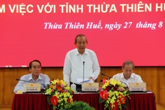 Phó Thủ tướng Thường trực Chính phủ Trương Hòa Bình phát biểu tại buổi làm việc. (Ảnh: Tường Vi/TTXVN)