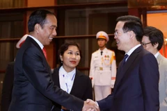 Chủ tịch nước Võ Văn Thưởng và Tổng thống Indonesia Joko Widodo. (Ảnh: Thống Nhất/TTXVN)