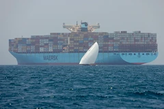 Tàu chở hàng hóa của hãng vận tải Maersk. (Ảnh: AFP/TTXVN)