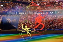 Một màn biểu diễn trong Lễ bế mạc SEA Games 28. (Nguồn: channelnewsasia.com)